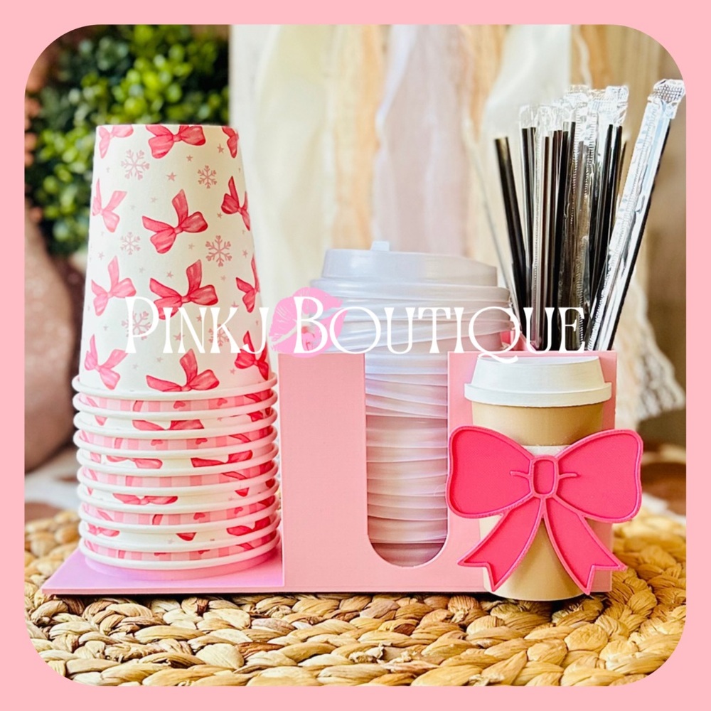 💗☕️Unique Coffee Bar {Iced/Coffee Cups} Organizer w/Bow | Caddy!~3D Print